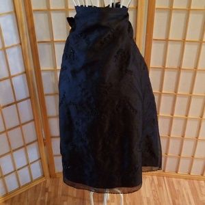 Ann Taylor Black Floral Beaded Skirt